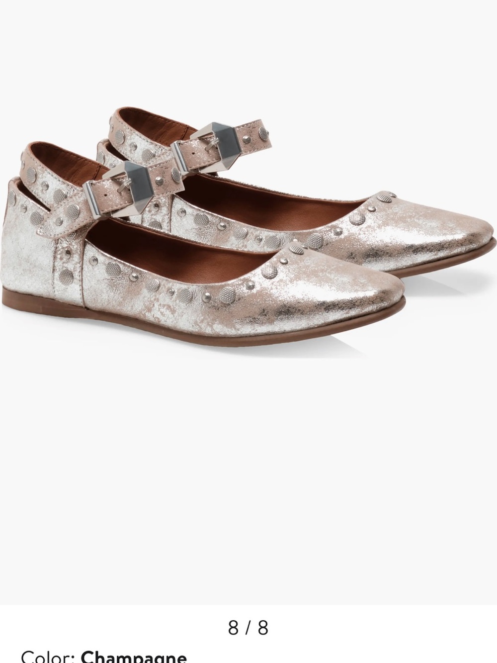 Free People Mystic Metallic Studded Mary Jane Flats 8